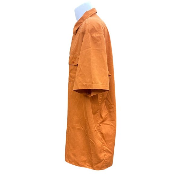 Dickies Mens 2XL Dark Orange Work Shirt Short Sleeve Button-Up Casual Style - Picture 8 of 9